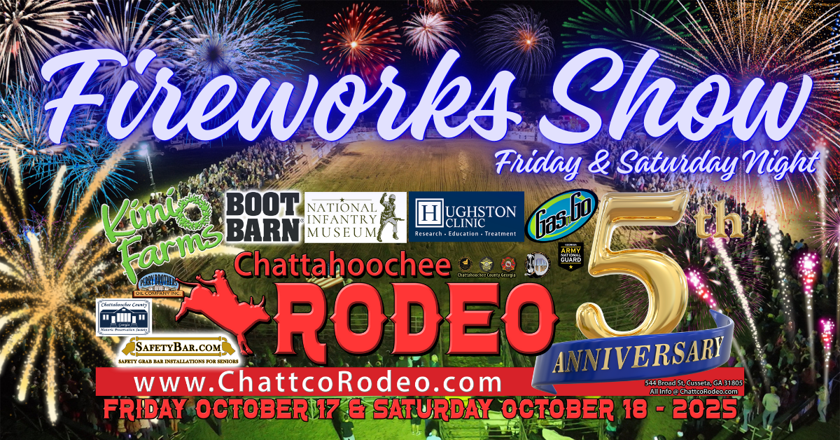 Fireworks Oct. 17 & 18, 2025 Light Up the Chattco Rodeo for the First Time Ever.